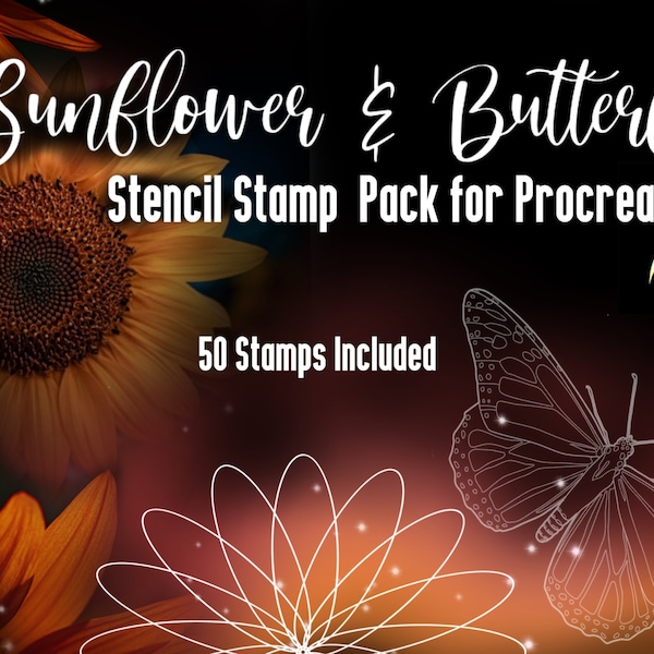 Digital Sunflower Stamp Pack Vol 1 | Procreate | 50 Stamps Included