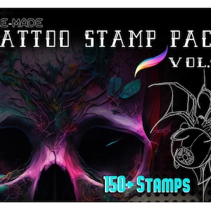Tattoo Pre-Made Stamps For Procreate/ 150+ Stamps Included/Ipad