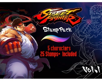 Paquete de sellos de Street Fighter Vol. 1/ PARA PROCREATE/ Tatuajes y arte
