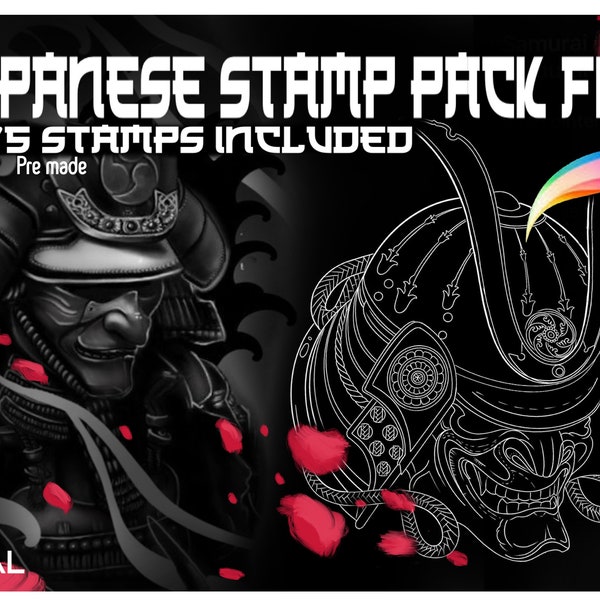 Digital Japanese Stamp Pack For Procreate| 75 Pre Made Stamps Included| IPad