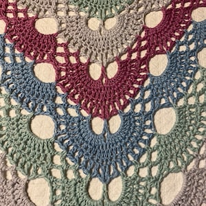 Handmade Crochet Multi-Color Virus Shawl, Triangle Shawl, Boho Shawl, Cotton Shawl