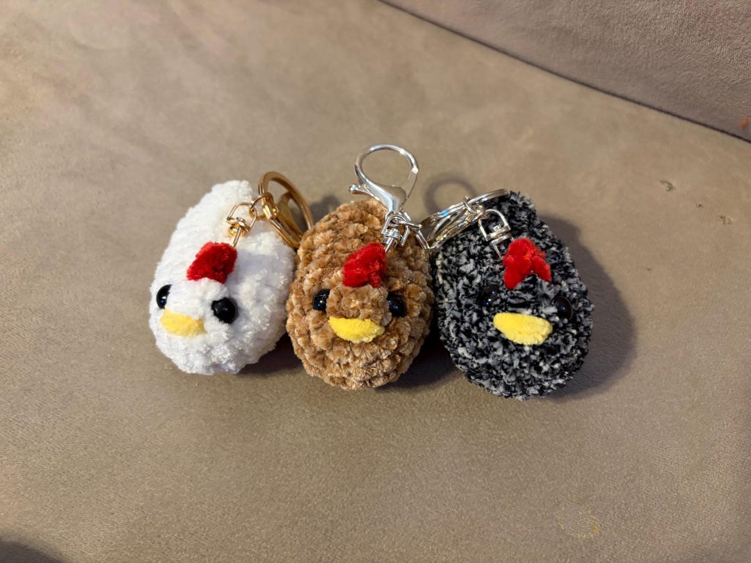 Crochet Chicken Keychain - Etsy