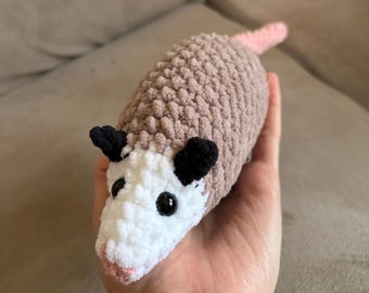 Crochet Opossum Plushie, Opossum Amigurumi, Crochet Plush