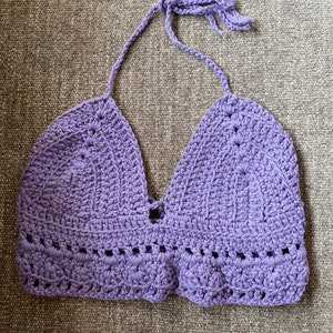 Handmade Crochet Bralette, Cotton Crop Top, Bikini Top, Boho Halter, Festival Crochet Top