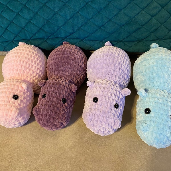 Crochet Hippo Plushie, Amigurumi Hippo, Crochet Plush