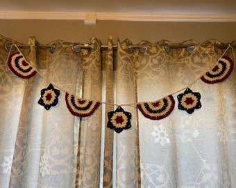 Patriotic Crochet Garland, July 4th Garland, Stars and Stripes Garland