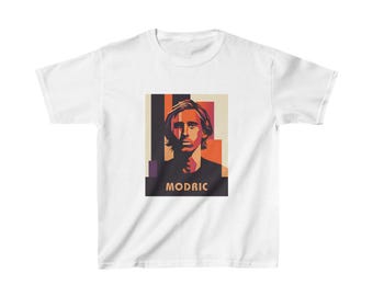 Kinder Luka Modric Fußball T-Shirt | Kroatien & Real Madrid Legende Pop Art | Modric Kinder T-Shirt