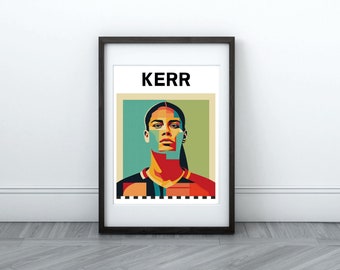 Impresión digital de Sam Kerr / Arte del capitán de Matilda / Descarga instantánea / Arte de pared imprimible / Póster de la estrella del fútbol del Chelsea FC