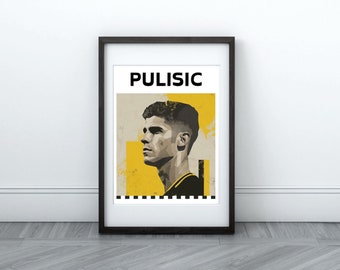 Christian Pulisic Digital Print | American Soccer Star Art | Instant Download | Printable Wall Art | Football Poster