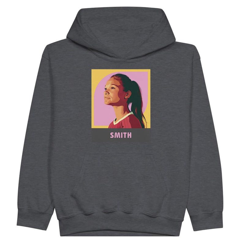Sudadera infantil Sophia Smith / Sudadera con capucha juvenil de fútbol de la USWNT / Estrella del Portland Thorns FC / Equipo para fanáticos de Young Soccer Star Dark Heather