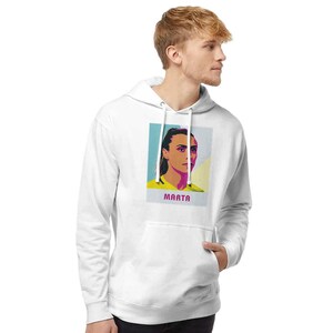 Sudadera Marta / Sudadera con capucha Pop Art de leyenda del fútbol brasileño / Sudadera con capucha gráfica de fútbol femenino Orlando Pride para fanáticos imagen 7