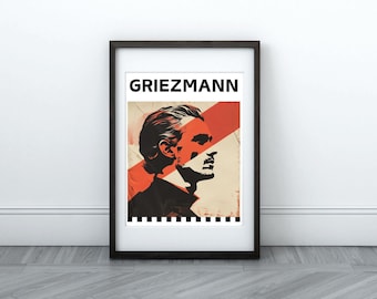 Atletico Madrid FC Póster oficial de Antoine Griezmann (tamaño único) (rojo/azul