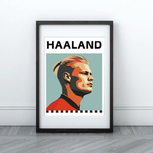 Erling Haaland Digital Print | Manchester City Art | Instant Download | Printable Wall Art | Norwegian Football Star Poster