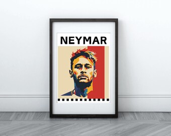 Neymar Digital Print | Brazil Soccer Art | Instant Download | Printable Wall Art | Football Legend Poster