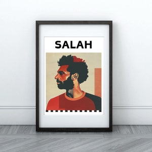 Impresión digital de Mo Salah / Arte del Liverpool FC / Descarga instantánea / Arte mural imprimible / Póster del rey egipcio