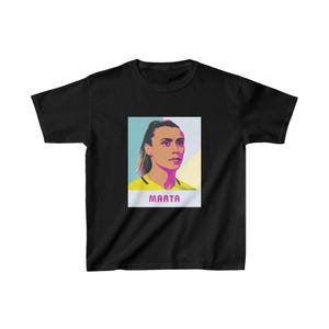 Kids Marta Soccer Tee | Brazil & Orlando Pride Legend Pop Art | Marta Kids Graphic Shirt image 2