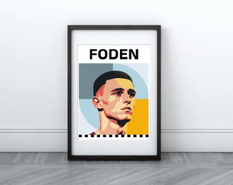 Phil Foden Digital Print | Manchester City Art | Instant Download | Printable Wall Art | English Football Star Poster