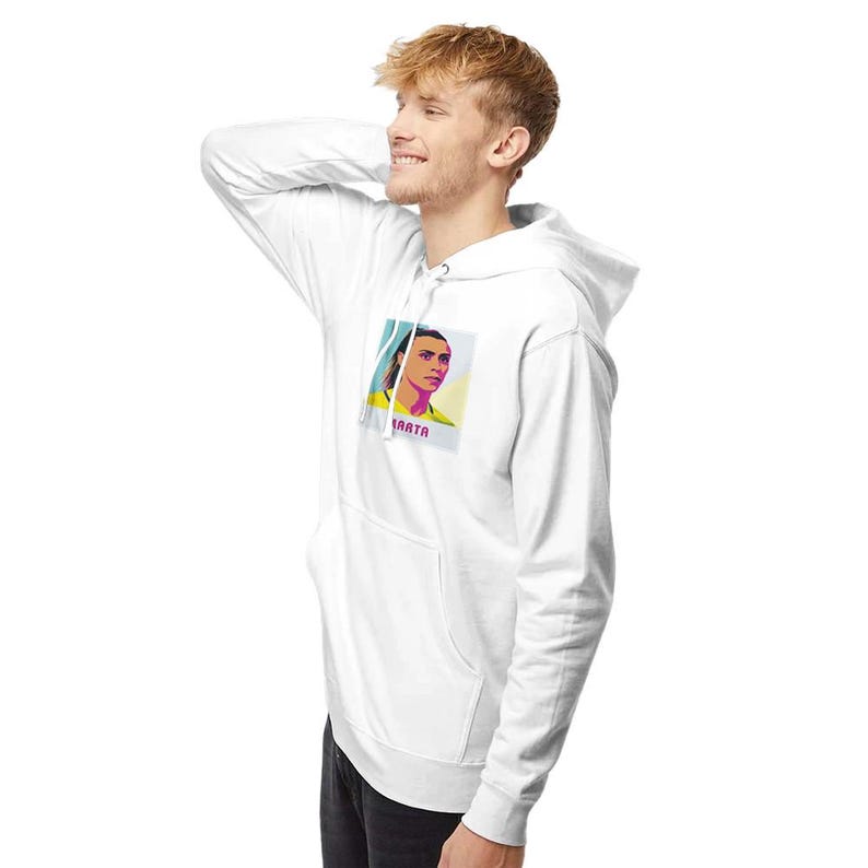 Sudadera Marta / Sudadera con capucha Pop Art de leyenda del fútbol brasileño / Sudadera con capucha gráfica de fútbol femenino Orlando Pride para fanáticos imagen 6