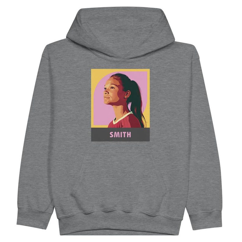 Sudadera infantil Sophia Smith / Sudadera con capucha juvenil de fútbol de la USWNT / Estrella del Portland Thorns FC / Equipo para fanáticos de Young Soccer Star ring spun sports grey