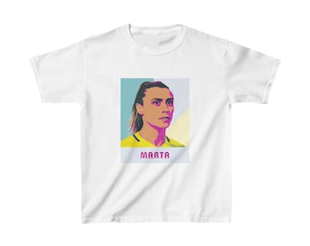 Kids Marta Soccer Tee | Brazil & Orlando Pride Legend Pop Art | Marta Kids Graphic Shirt