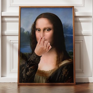 Altered art, Mona Lisa bathroom poster, funny bathroom wall art, funny wall art, bathroom wall art, bathroom decor, quirky wall art