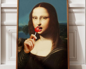 モナ・リザのロリポップポスター。ポップカルチャーのイラスト絵画