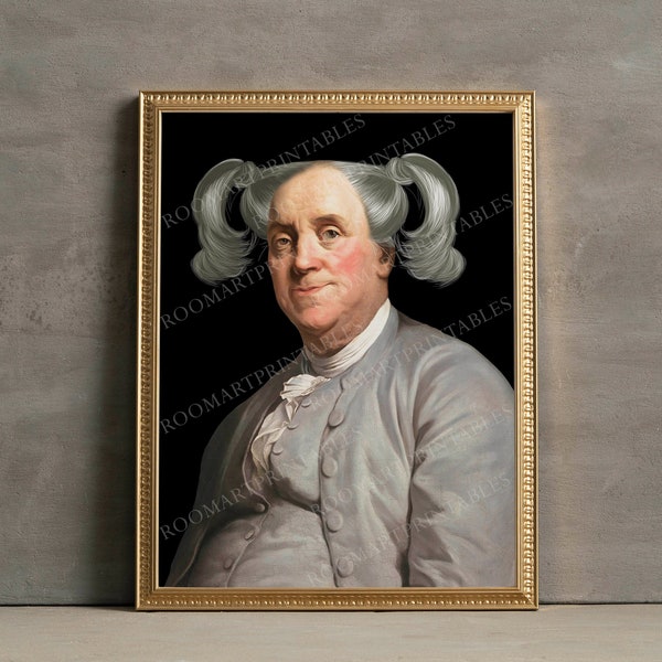 Altered art, benjamin franklin art,altered portrait,funky wall art,quirky wall art,funny wall art,eclectic decor,benjamin franklin print