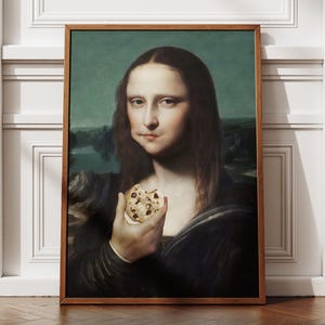 Altered art, mona lisa portrait, renaissance rework, renaissance wall art, mona lisa print, altered art print, funny wall art, quirky art
