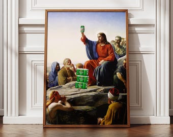 Roligt Jesus Kristus-konsttryck: Udda förändrad konst (digital nedladdning)