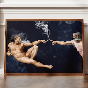 Altered Art, Altered art print, Altered art portrait, funny wall art,weed wall art,quirky wall art,renaissance art print,marijuana decor