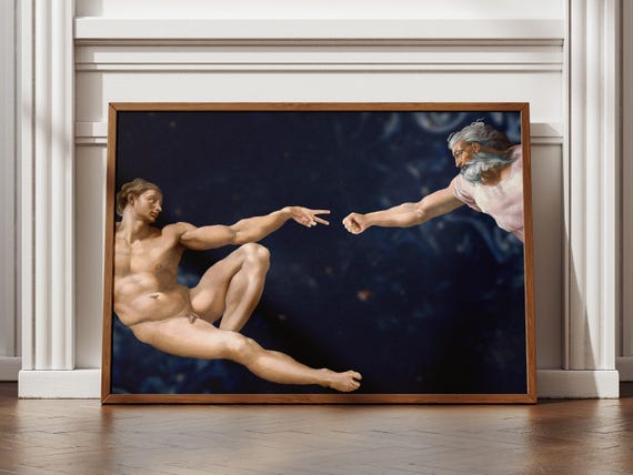 Creation of Adam Parody Print: Funny Renaissance Wall Art (Digital Download)