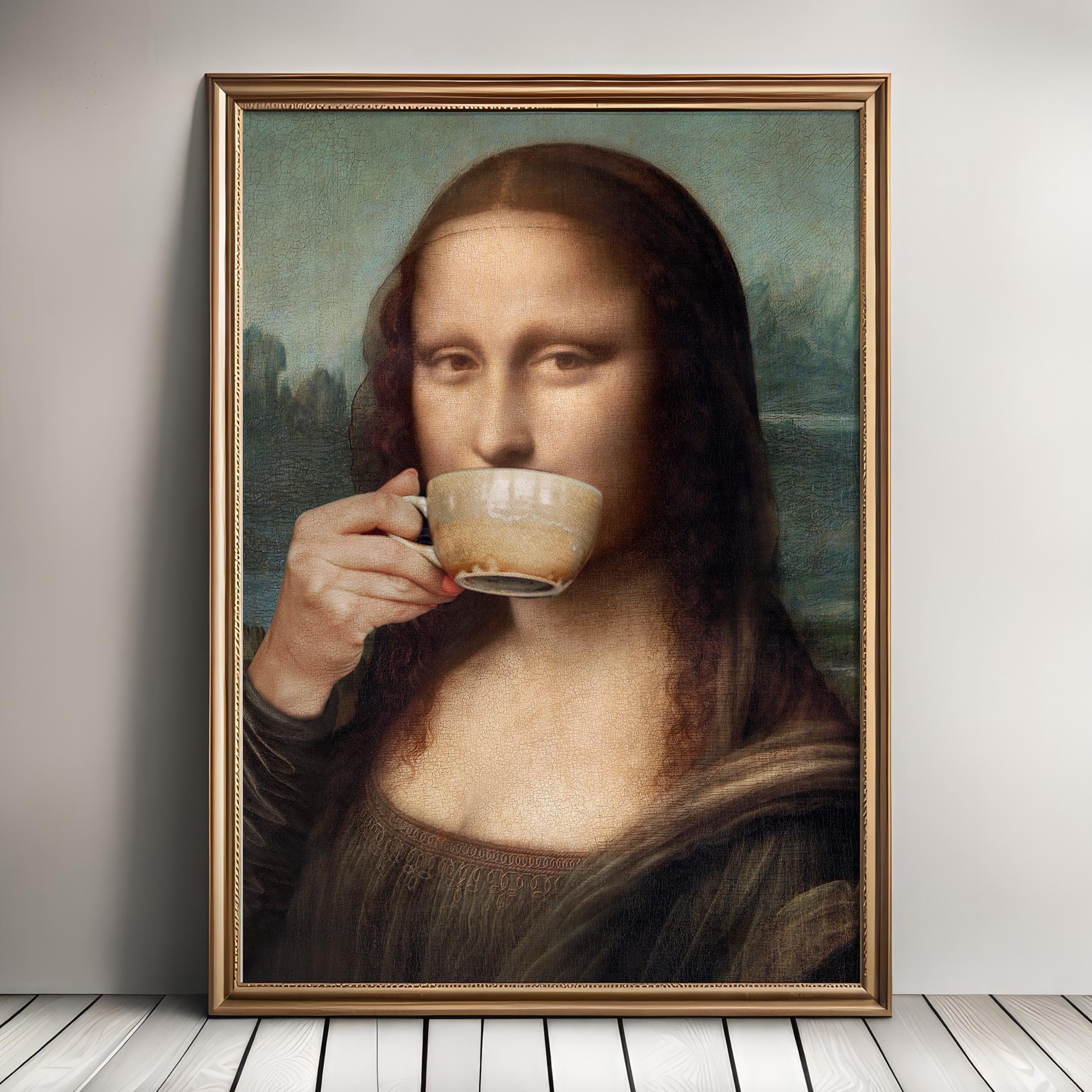 Altered Mona Lisa Art Print: Funny Coffee Shop Wall Art (digital