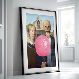 Altered art,American Gothic Parody,American Gothic print,Surreal wall art,Funky Wall Art, Quirky wall art print,funny wall art,funny print image 7