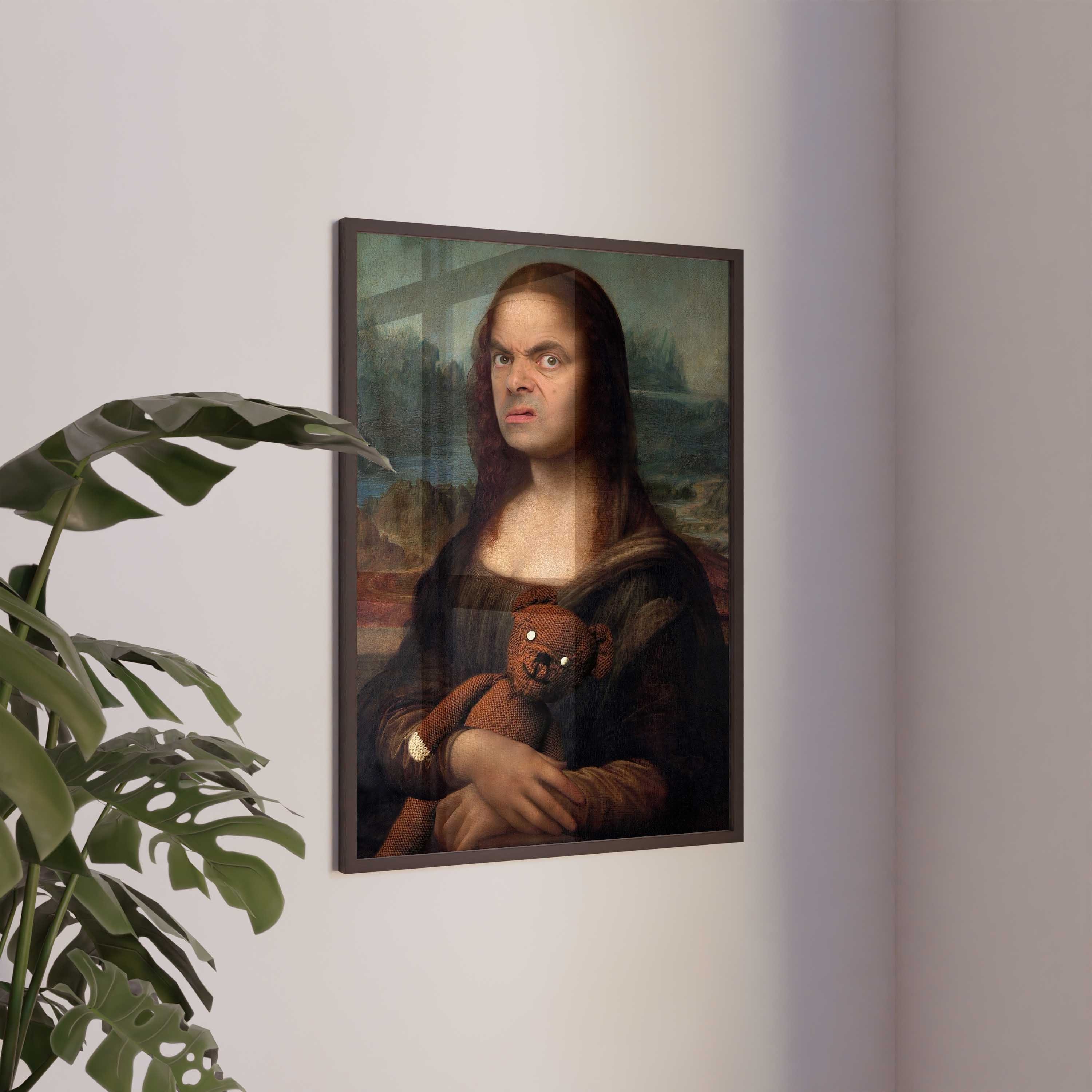 Mr. Beanのモナ・リザの改変アートプリント：面白いルネッサンス肖像画