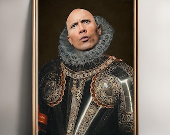 Impresión artística divertida de Dwayne Johnson: Retrato de La Roca (Descarga digital)