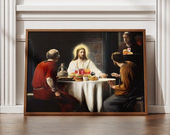Rolig Jesus-väggkonsttryck: Eklektisk maximalistisk dekor (digital nedladdning)