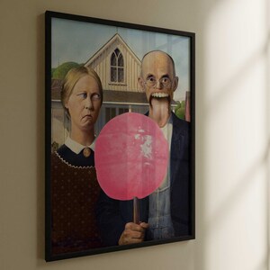 Altered art,American Gothic Parody,American Gothic print,Surreal wall art,Funky Wall Art, Quirky wall art print,funny wall art,funny print image 4
