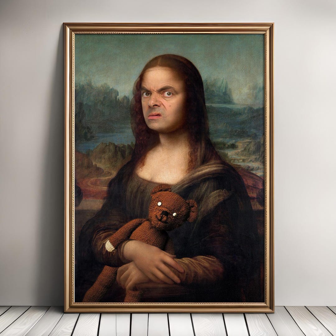 Mr. Beanのモナ・リザの改変アートプリント：面白いルネッサンス肖像画