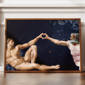 Art altéré, art vintage altéré, portrait d'art altéré, art de la Renaissance, art mural original, création d'adam, décor éclectique