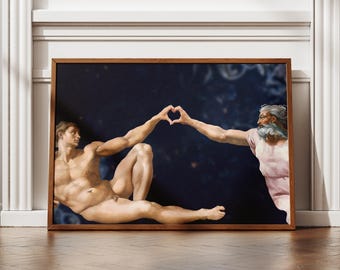 Creation of Adam Altered Art Print: Renaissance Portrait (Digital Download)