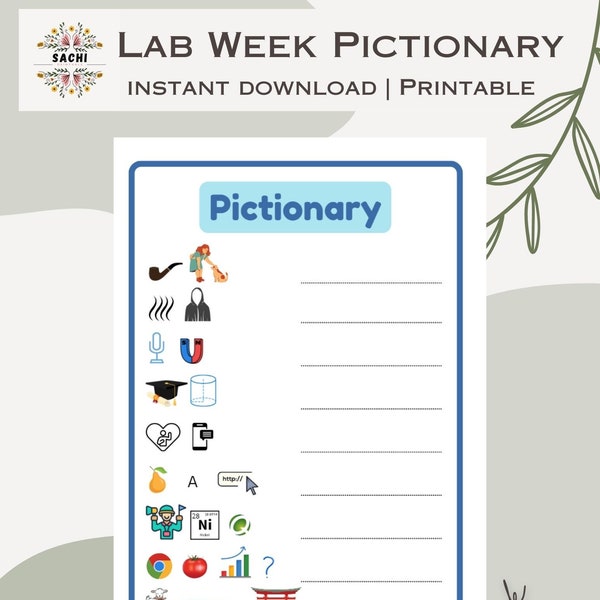 Printable Lab Week Pictionary |  Medical Laboratory Games  | Lab Week Activities