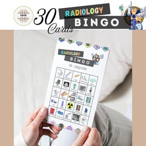 Bingo di Radiologia stampabile / 30 cartelle uniche / Gioco illustrato a tema radiologia per la Settimana dei Tecnici di Radiologia