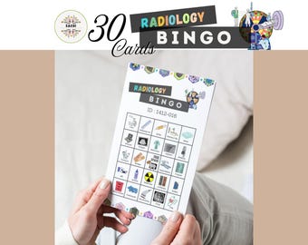 Radiology Bingo Printable | 30 Unique Cards | Illustrated Radiology-Themed Game for Rad Tech Week