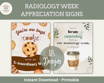 Rad Tech Week Appreciation Sign Bundle  |  18 Printable Food Pun Posters | Rad Tech Week Decor (Digital Download)