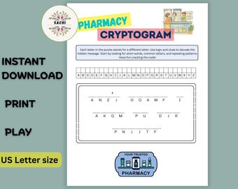 Pharmacy Cryptogram Puzzle: Printable Game for Pharmacy Week (PDF Download)