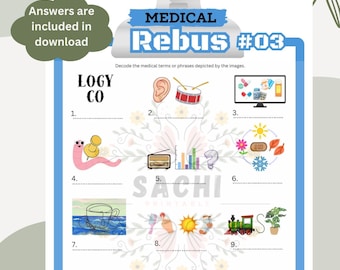 Printable Medical REBUS Game | Lab Week | Nurse Week | Healthcare Week | Rad Tech Week | Pharmacy Week (PDF Download)