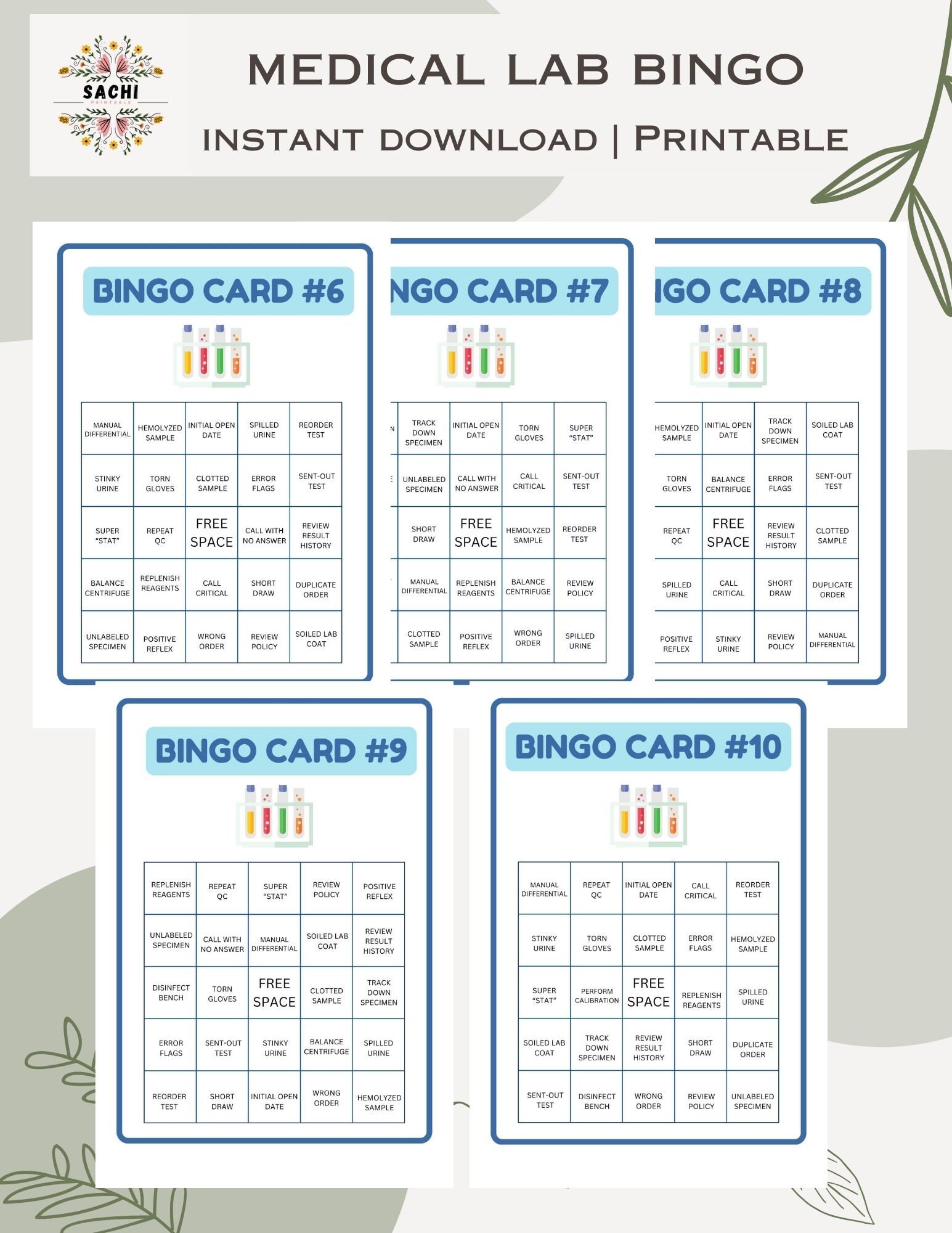 Printable Lab Week Bingo Game 30 Bingo Cards Medical Laboratory