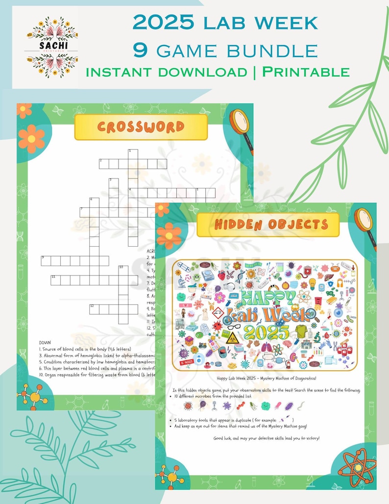 Printable 9 Lab Week Games Bundle | 2025 Mystery Machine of Diagnostics ...