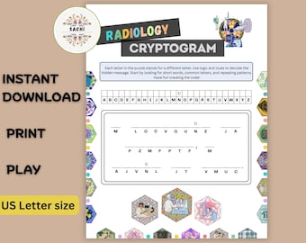 Printable Radiology Cryptogram |  2025 The Kaleidoscope of Radiologic Technology | Rad Tech Week Activity (PDF Download)