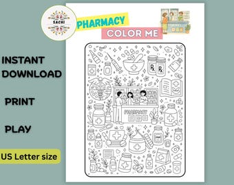 Printable Pharmacy Color Me Game | Fun Activities for Pharmacists, Pharmacy Technicians, Pharmacy Students | Pharmacy Week Games